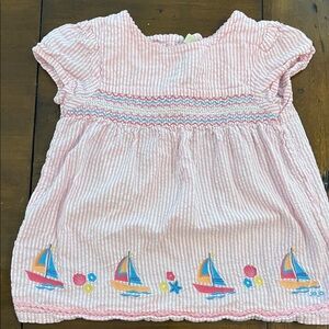 Pink Striped Baby Dress with Sailboat Embroidery by JoJo Maman